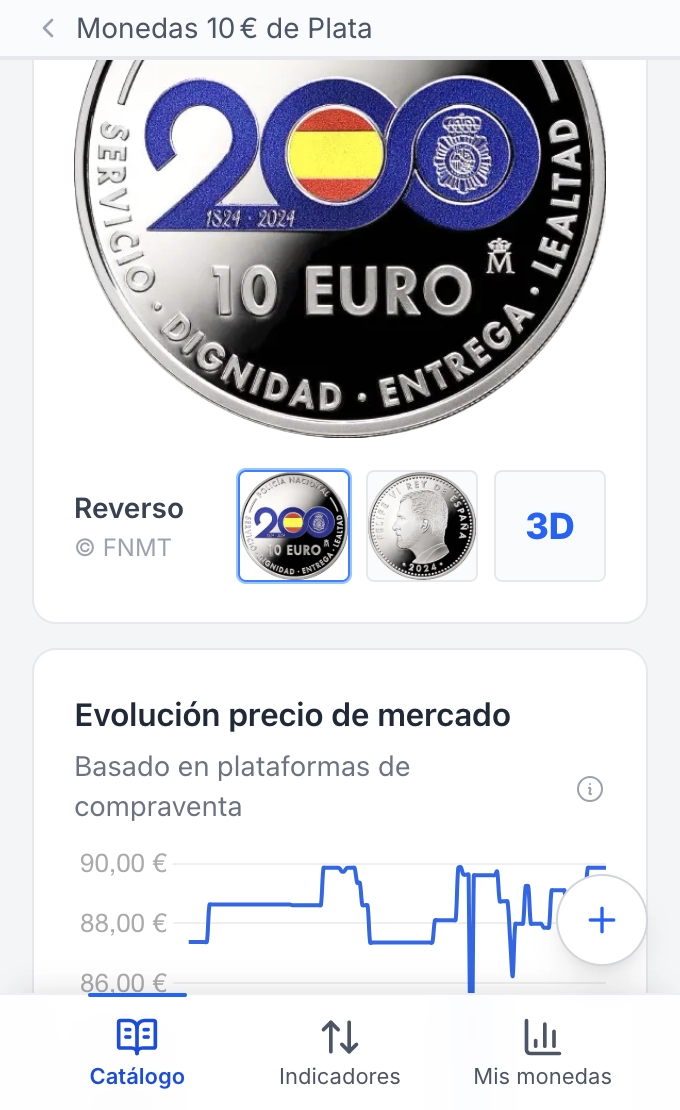 Fichas con precio de mercado — móvil